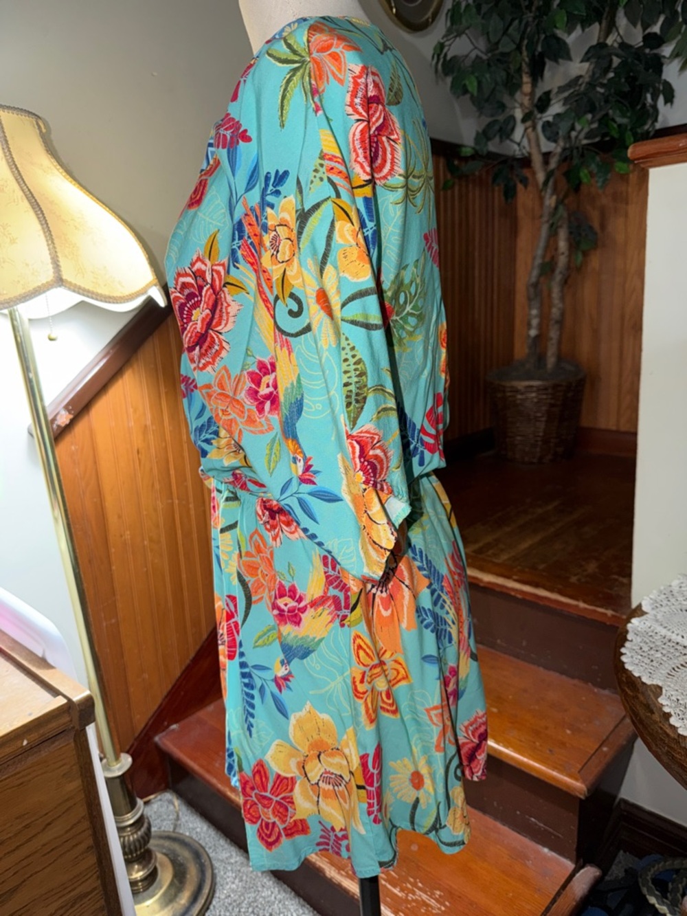 Cupshe Tropical Doleman Sleeve Casual Mini Dress/Beach Coverup/Summer Dress Med - Picture 2 of 8